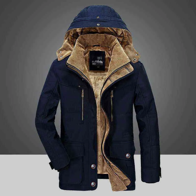 防風のフリースジャケットの男性暖かい厚い風化器のミリタリーコート冬のフード付きパーカーの上着オーバーコート高品質の服211216