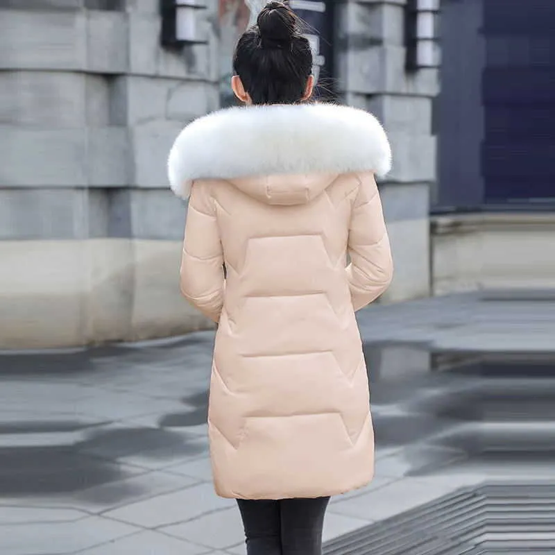 ファッションヨーロッパの黒人女性の冬のジャケットの大きな毛皮のフード付き厚い厚いパーカー女性のための女性の暖かいコート210914