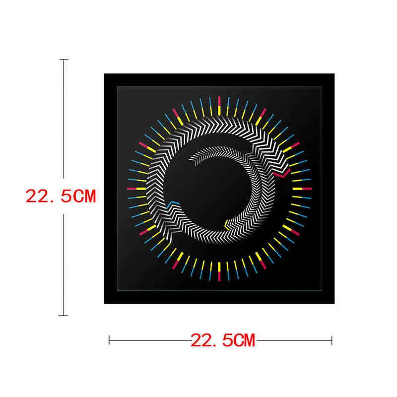 Novelty trä tidsram fyrkantig bord klocka roterande platta pilar färgstark vägg klocka modern design skrivbord grafisk konst titta h1230