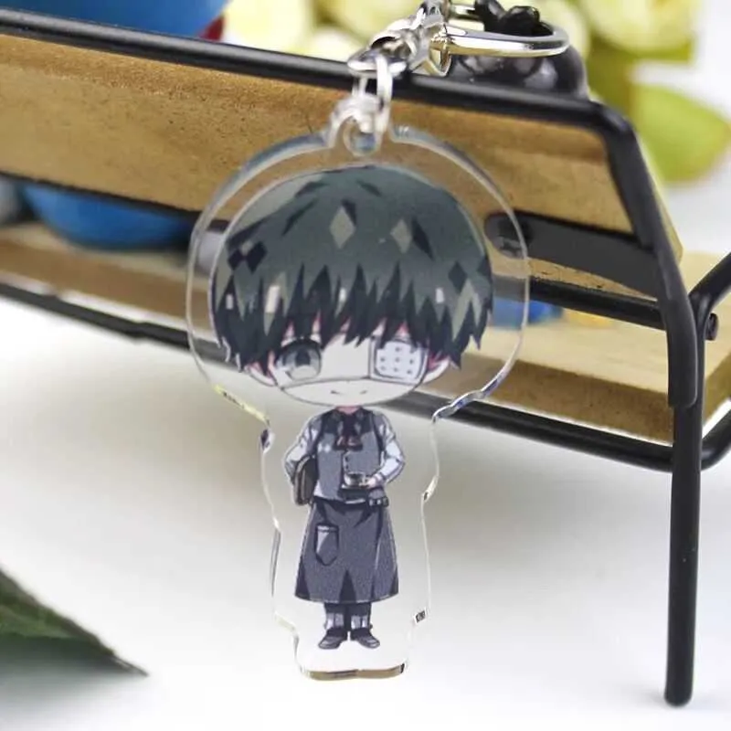 Tokyo Ghoul Kaneki Ken Portachiavi Anime Stampato Double Sided Acrilico Ciondolo Portachiavi Auto Portachiavi Classic Anime Ragazzi Decorazione G1019