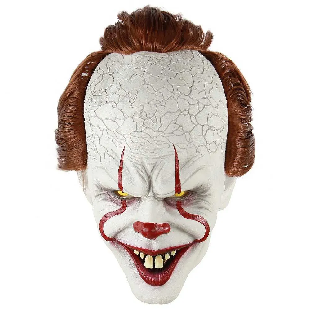 New Silicone Movie Stephen King's It 2 Joker Pennywise Mask Full Face Horror Clown Latex Mask Halloween Party Horrible Cospla321U