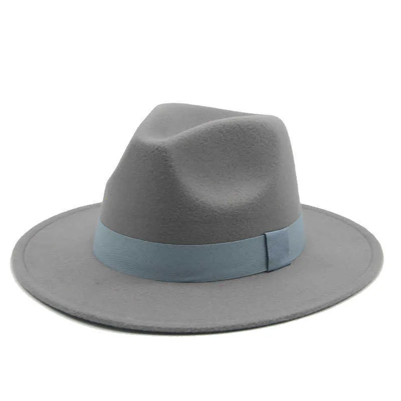 fedora hat ribbon band belt wide brim solid round top women s classic panama formal dress church green white black winter 210608