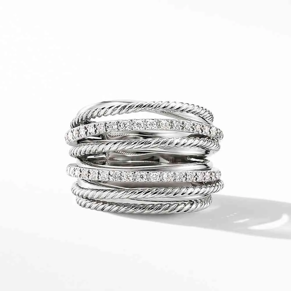 Huitan argent couleur plusieurs rangées anneaux brillant CZ métallique OL Style bureau dame polyvalent bague pour les femmes bijoux de mode
