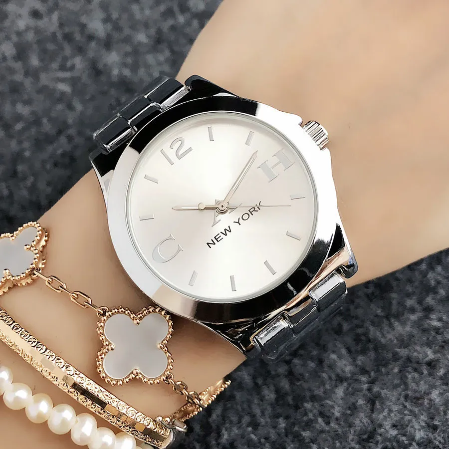 Brand Wrist Watch Women Girl Ladies New York Style Dial Metal Steel Band Quartz Clock CO 6123305D