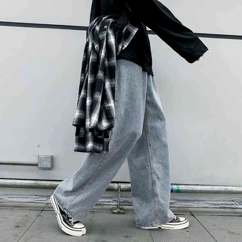 Pantalones vaqueros holgados para hombre, de talla grande 3XL, elegantes, fáciles de combinar, pantalones de pierna ancha de otoño, ropa de calle de estilo coreano Retro G0104