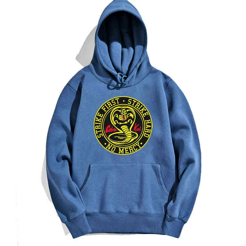 Kobra Kai Hoodie Strike İlk Strike Sert Mercy Sonbahar Kış Kapüşonlu Crewneck Kazaklar Erkekler Kazak Hoodies Streetwear H1227