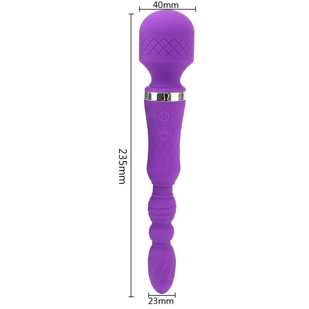 Massage Items Magic Wand 2 In 1 Anal Plug Female Masturbator Lesbian 10 Modes Vibrator Erotic Machine Sexy Toys for Women Adults P1661611