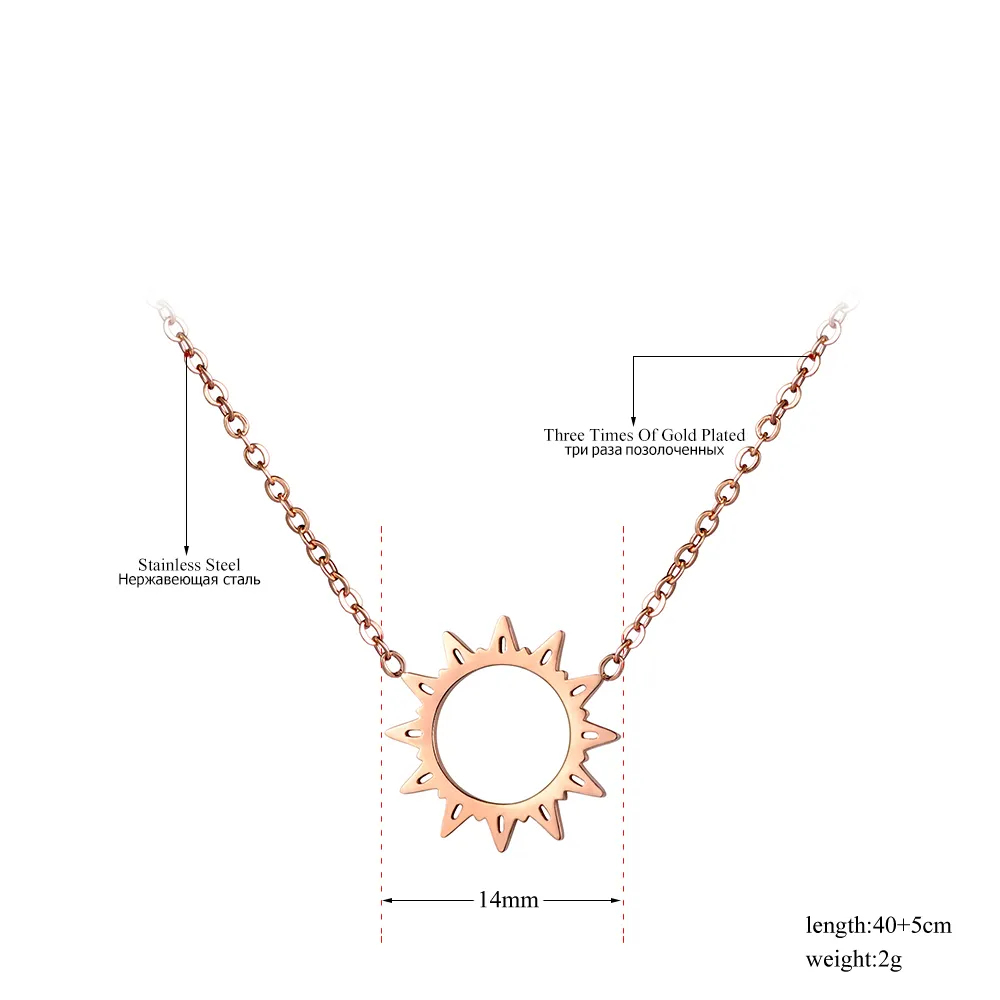Jeremango Klasyczne łańcuchy ze stali nierdzewnej Naszyjnik Hollow Sun Flower Wisiorek Neckalices Biżuteria Ślubna Ślubna JN18030