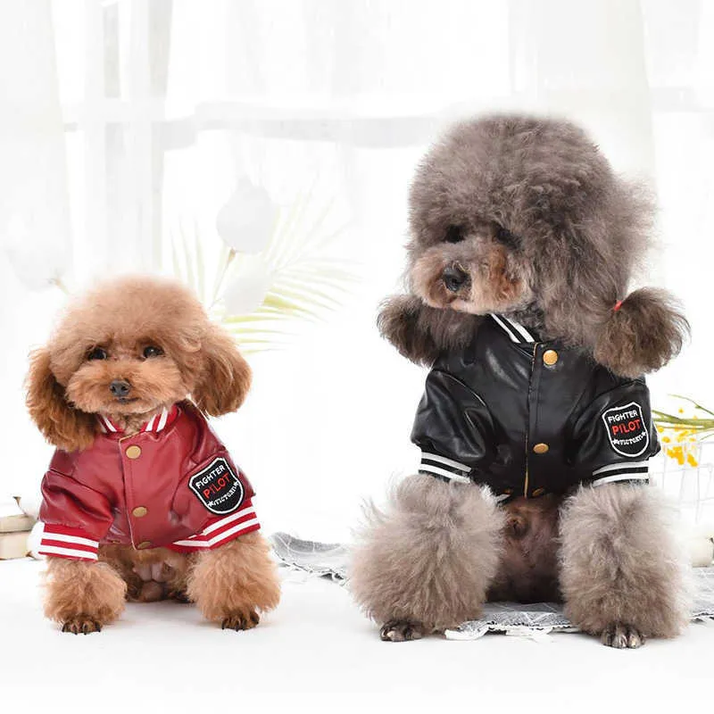 Dog Leather Jacket Winter Dog Overalls Small Dog Clothes Pet Coat Puppy Outfit Schnauzer Garment Yorkshire Pomeranian Apparel 211007