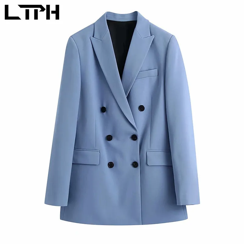 Double Breasted blazer jacket vintage business casual set women suits formal pants Outfits Spring Autumn 210427