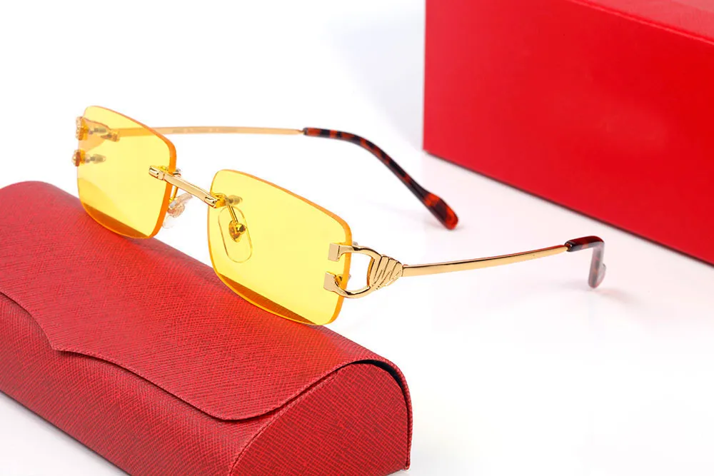 Brand de créateur Luxury Carti Sunglasses Frames Fashion Men Men Gold Rimless Eyeglasses pour l'homme Antiflective Sunglass Metal Silver FR228M