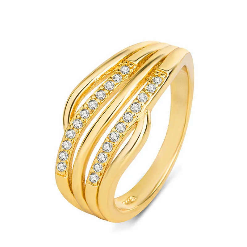 レディースリングクリスタル新しいファッションの結婚指輪ジュエリーローズゴールドエンゲージメントマイクロセットジルコンレディクラスタースタイルバンド