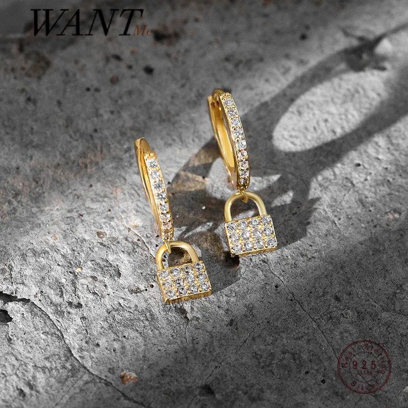 WantMe подлинный 925 серебряный серебряный серебряный серебряный роскошный циркон CZ Lock Key Tassel Серьги для женщин для женщин готическая рок -ювелирные изделия 2105079727104