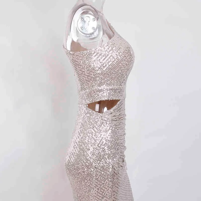 Одно плечо серебро ВМС растягивающееся вечеринка платье блесток, выдолбленные разделить длину полов ноги bydocon длинные платья x0521