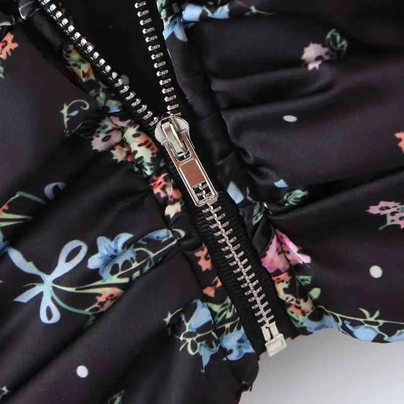 Camicetta vintage in pizzo nero Camicetta estiva da donna Top corto con stampa floreale Elegante Top corto Blusas De Mujer 210427
