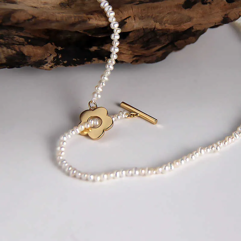 Silvologie naturel perle d'eau douce fleur tour de cou en argent Sterling 925 O T bouton collier pour femmes bijoux de fête de luxe
