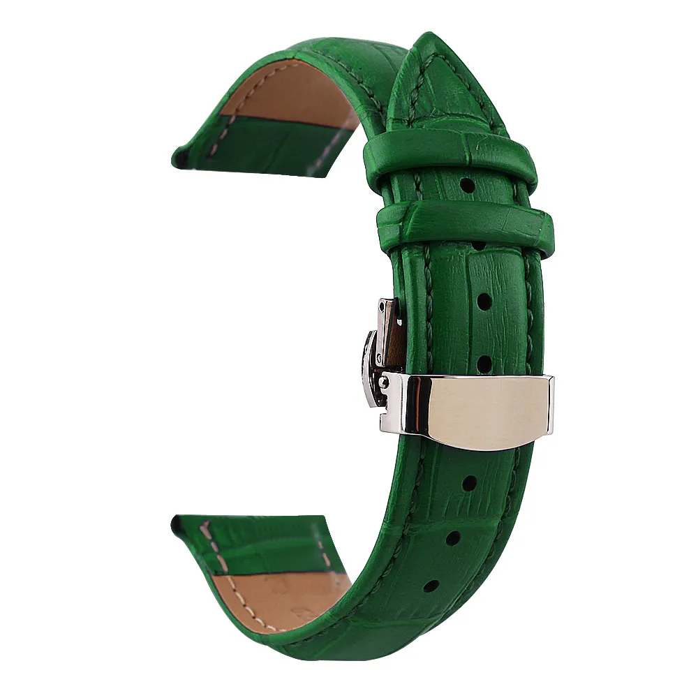Подлинные кожаные часы -ремешок зеленый красный розовый белый часовой ленты 10 мм 12 мм 18 мм 20 мм 14 мм 16 мм 19 мм 22 мм аксессуары Wem5530539