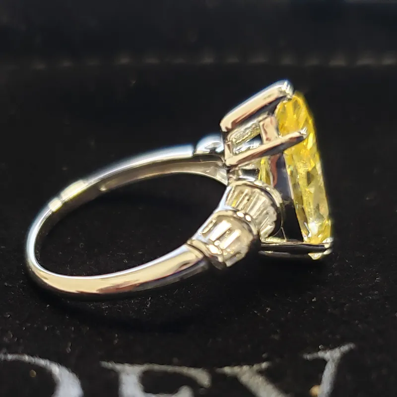 Ovas 100% 925 Sterling prata espumante 6 quilates topázio alto diamante de carbono anéis de casamento para mulheres engajamento fino presente de jóias