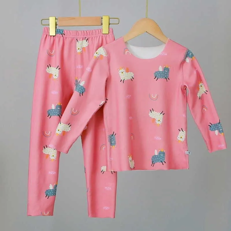 春の子供たちの男の子の女の子パジャマの長袖コットン漫画恐竜子供服E918 210610