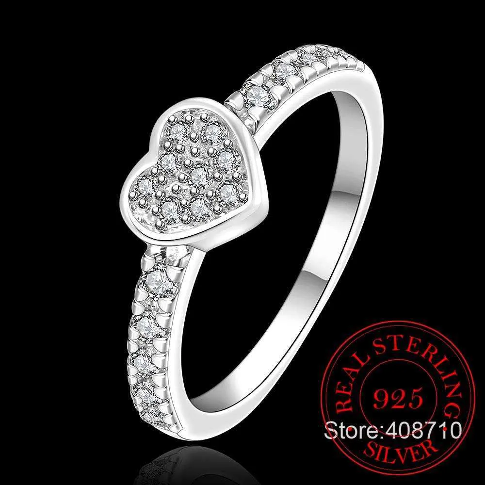 MOEDER039S DAG Geschenk origineel zirkon hartring 925 Sterling Silver Fashion Love Heart Rings For Women Wedding Fine Jewelry Q0703594597