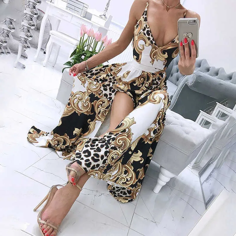 Мода стройное платье для оболочки Vestidos Club LeoPard Print V-образная вырезание вечеринка Sexy Maxi платье Y1006