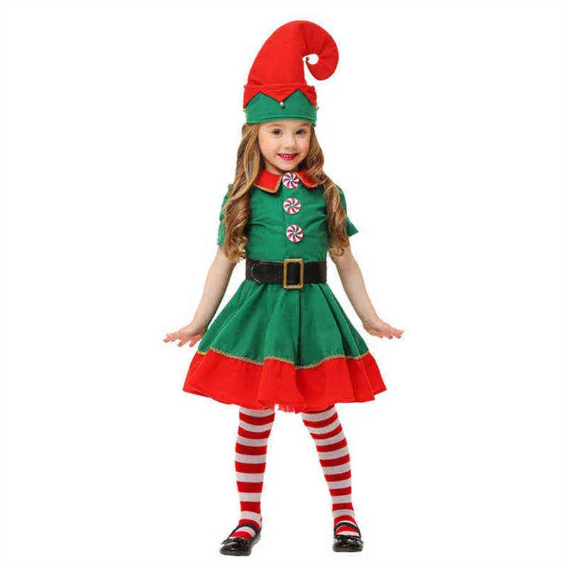 Noel Kıyafeti Kız Tatil Elf Kostüm Aile Erkek Ebeveynler Noel Giysileri Ebeveyn-Çocuk Kıyafeti Cosplay Noel Elbise H1105