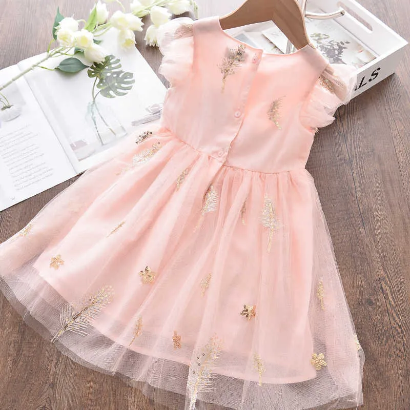 Bear Leader Baby Girls Casual Princess Dresses Moda Letnie Dzieci Cekinowana Dress Kids Wedding Party Vestidos Odzież 210708