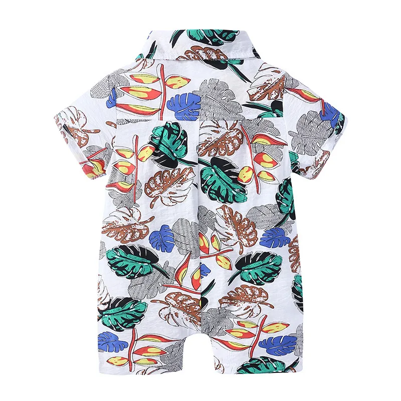 Beach Floral Baby Boys Pagliaccetto Summer Pagliaccetti a maniche corte Abbigliamento bambini Tuta Tuxedo 210413