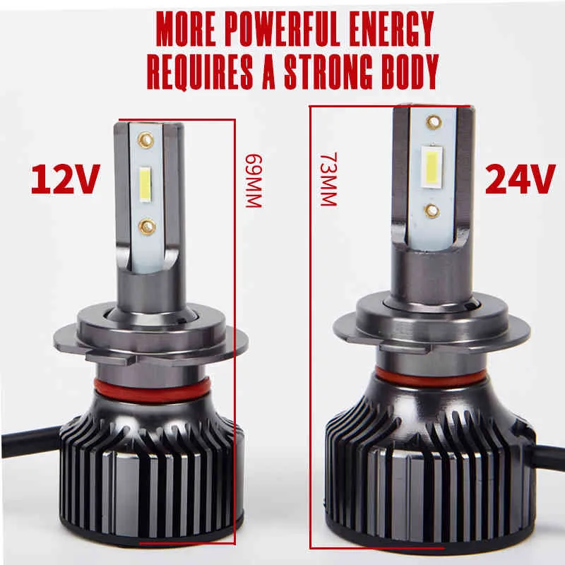 Bulb H4 H7 H1 H3 H11 6000K Low High Beam Led Headlight Truck Light Only For 24V