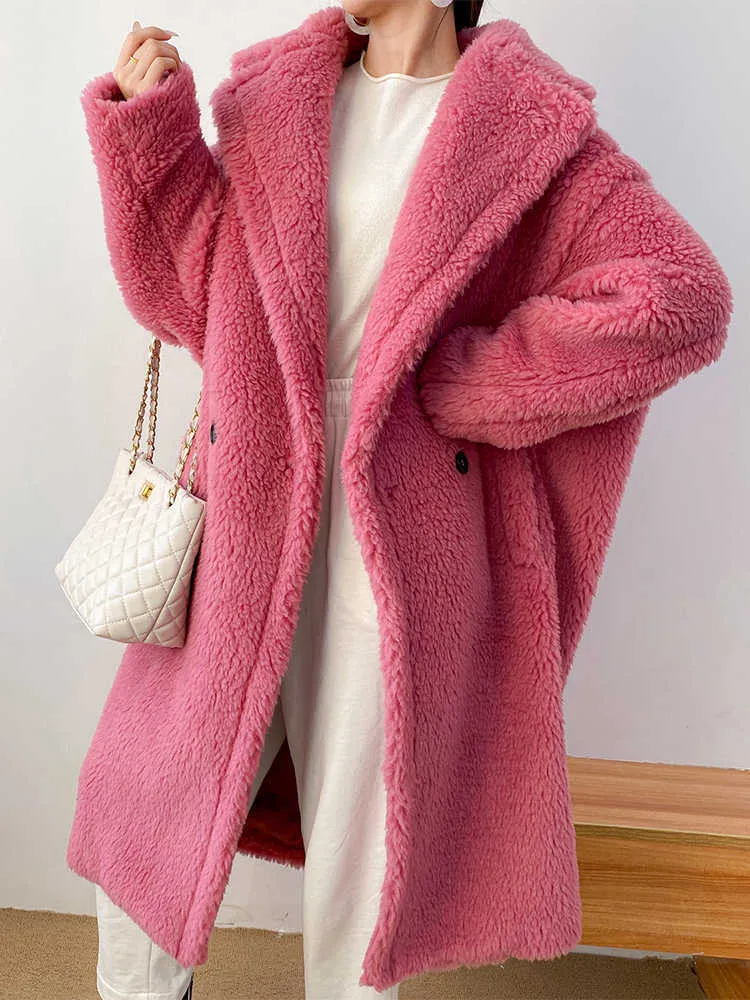 Bella Donna Inverno Pelliccia sintetica Caldo Cappotto lungo Manica lunga Donna Spessa Teddy Bear Cappotto Casual Allentato Oversize Outwears 210817