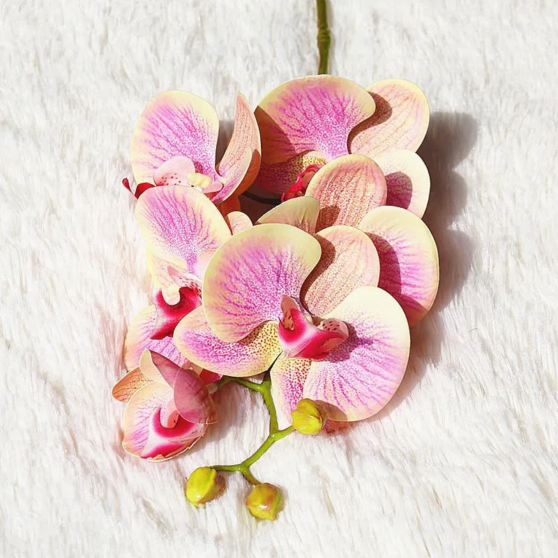 Kafalar Gerçek Touch Orchid Lateks Yapay Çiçekler Ev Odası Dekoru Yaşayan Dekorasyon Flores Yapayları Dekoratif Çelenkler270b