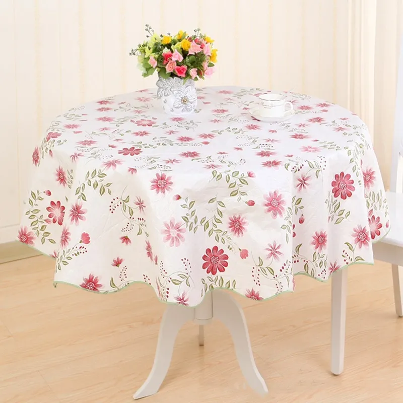 Tissu rond de Style floral, tissu de cuisine en plastique PVC Pastoral, résistant à l'huile, décoratif élégant, couverture de Table en tissu imperméable