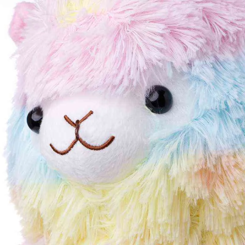 Arco-íris alpaca de pelúcia brinquedo lama boneca algodão peludo animal brinquedos y211119