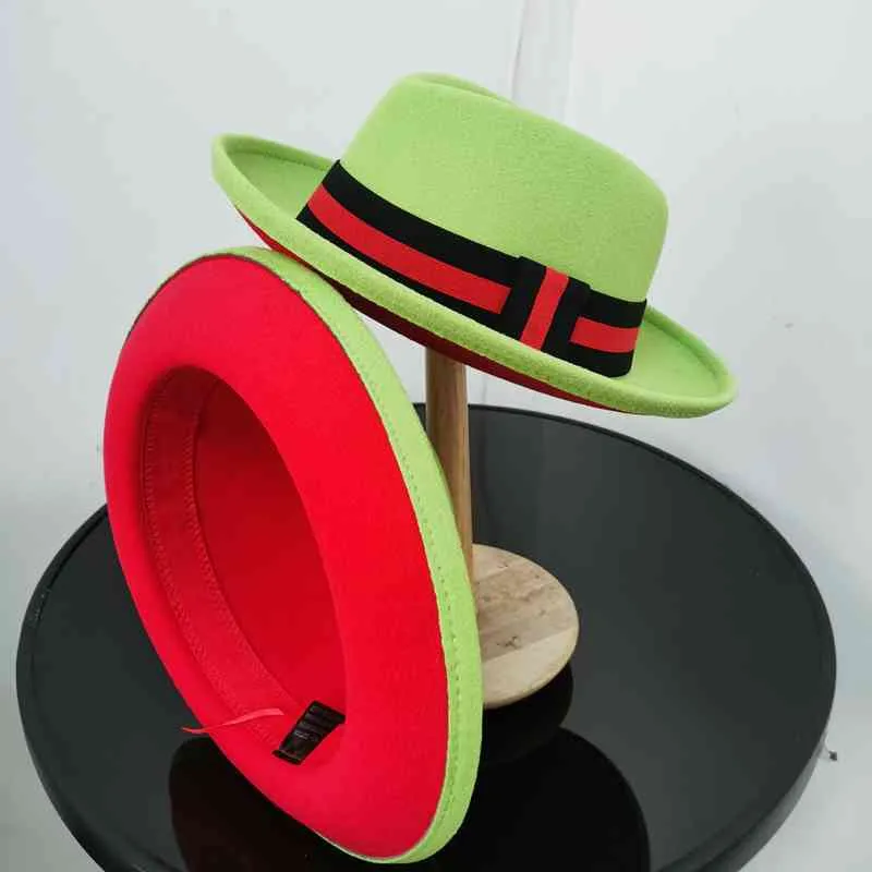 fedora two toned fedoras for black red felt jazz bowler perfomance wo and men church hat3693153