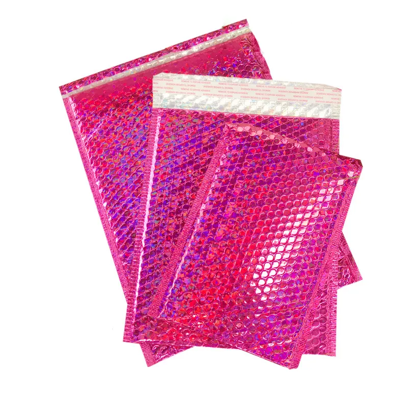 30 шт. Лазерная розовая золотая пузырьковая почталка водонепроницаемый мягкий конверт Ударовывая доставка сумка алюминиевая пленка пузырьковый конверт