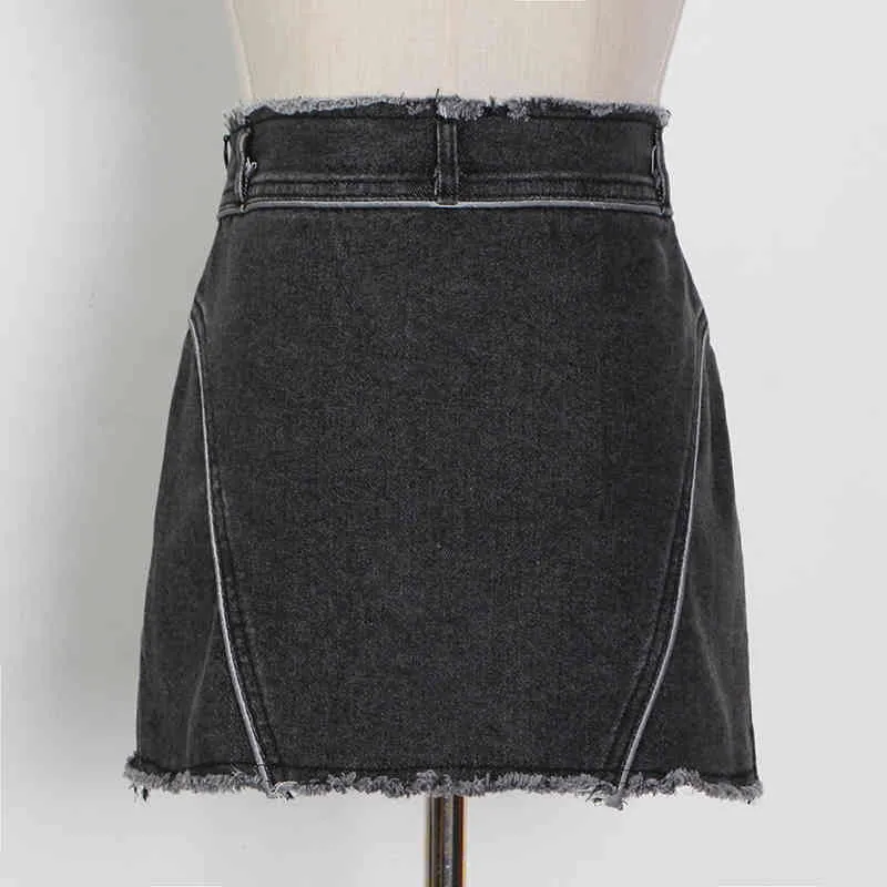 Falda informal de retazos con borlas para mujer, minifaldas vaqueras con dobladillo Irregular de cintura alta, estilo de moda de verano para mujer 210521