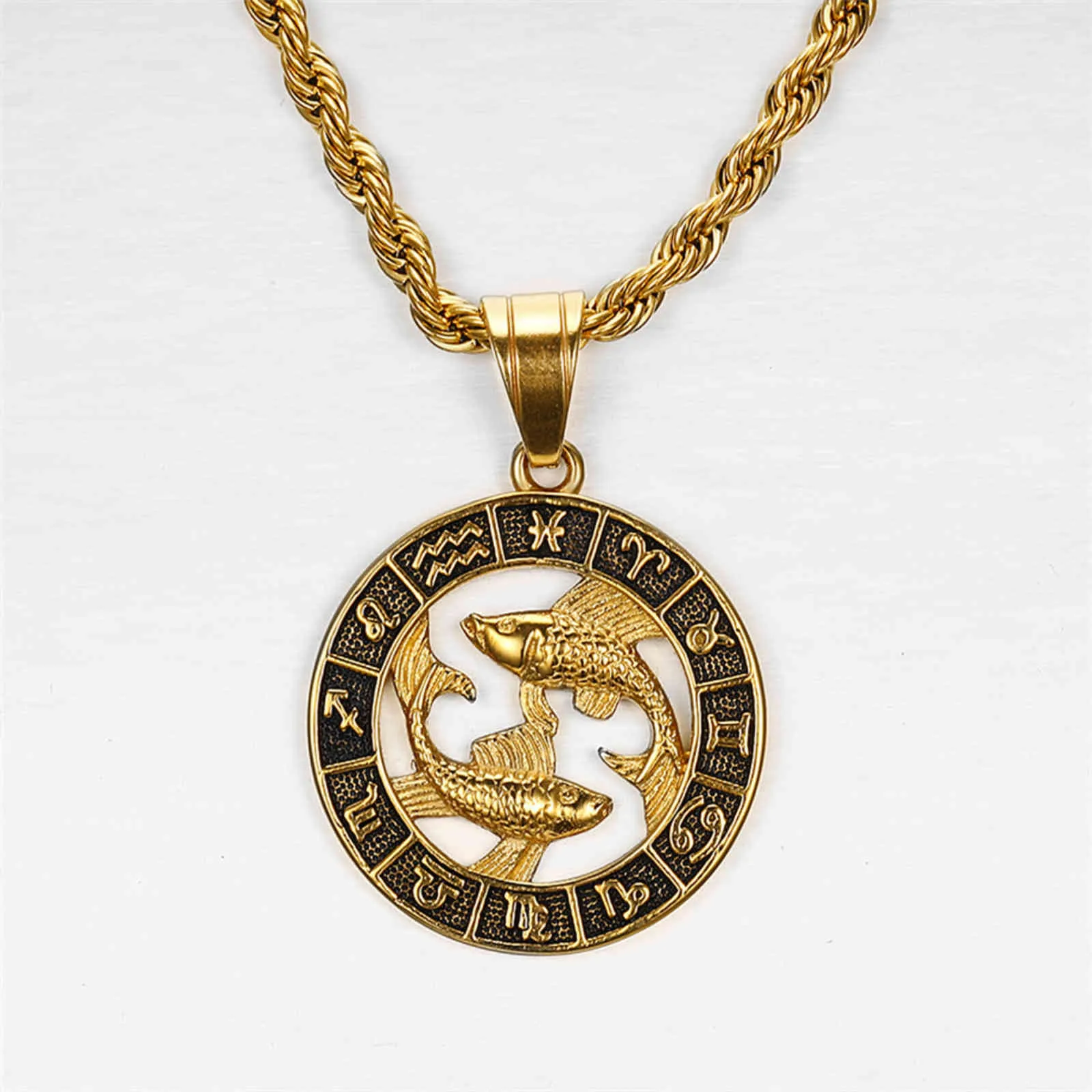 12 Zodiac Sign Horoscope Pendentif Colliers pour Hommes Femmes Or Bélier Lion 12 Constellations Goutte Collier Bijoux