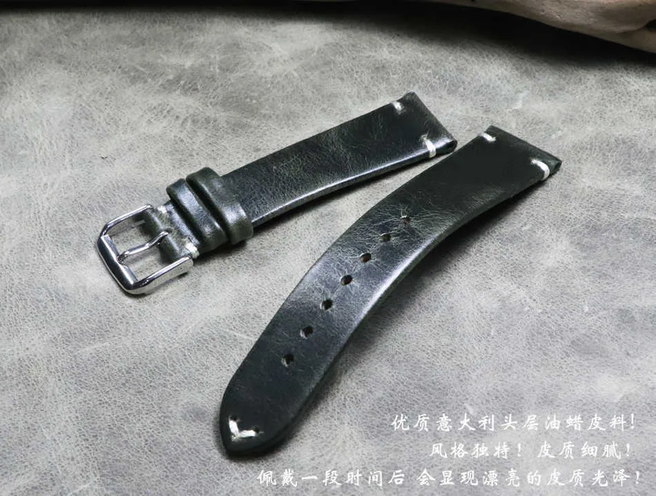 Retro Marka Zegarek Pasek 18 19 21 20 22mm Watchband Oryginalna Skóra Wysokiej Jakości Wowshide Nadgarstek Mężczyzna Miękki Cienka sekcja Belt H0915