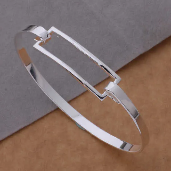 AB038 Hot Sterling Bangle Armband, Mode-sieraden Lange gesp armband / Afxaixea Ainizua Silver Color Q0719