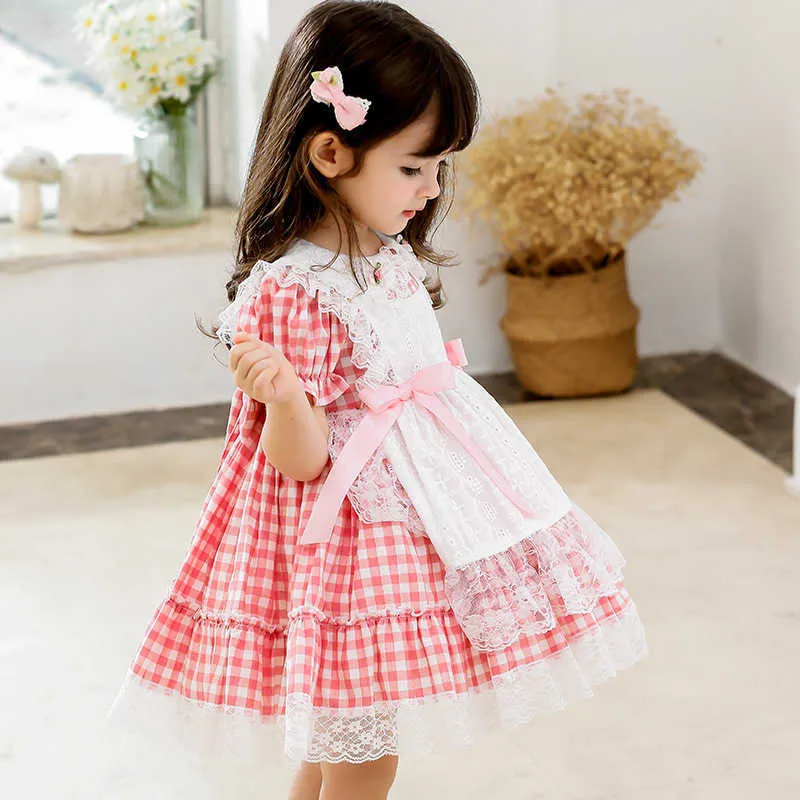 Été bébé fille fille espagnole robe robes bébé Espagne lolita princesse robe de bal enfants 1er anniversaire baptême baptême dentelle robe 210615