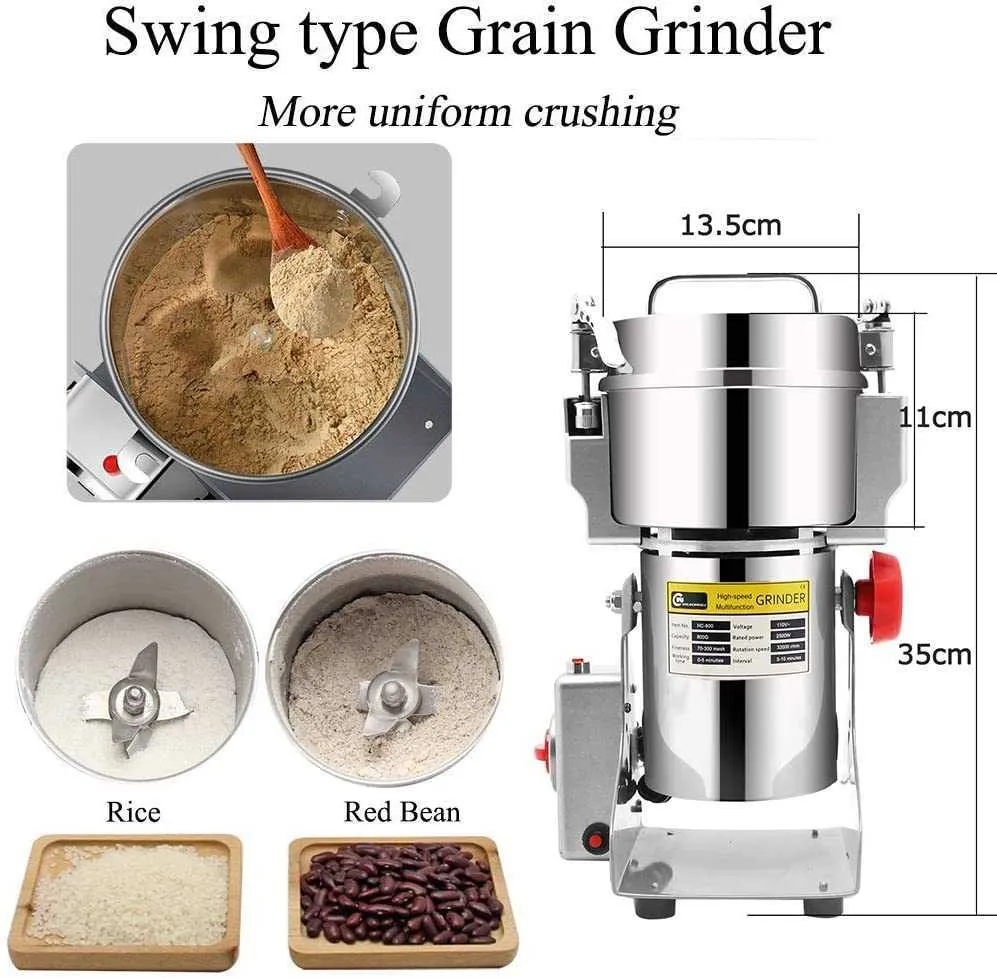 300g Électrique Moulin À Café Machine Grain Épices Moulin Médecine Farine De Blé Mélangeur Aliments Secs LCD 210712