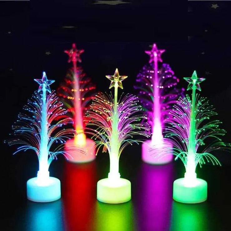 15 cm de fibra óptica árvore de Natal artificial colorido luzes led xmas lâmpada luminosa festa ornamento novidade mesa de mesa decoração home h102ooyn