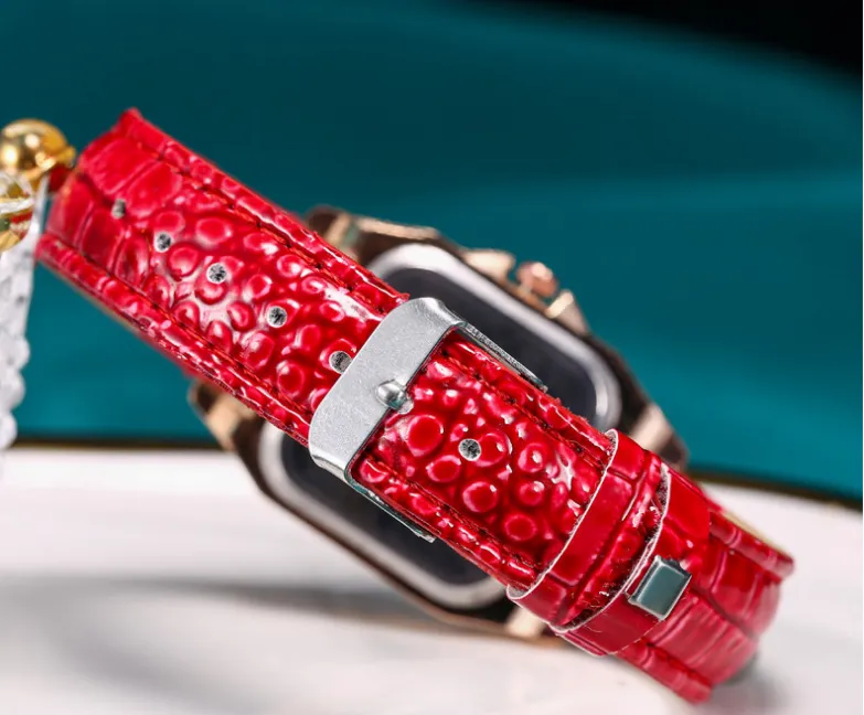 MIXIOU 2021 Cristal Diamant Carré Montre Intelligente Pour Femme Bracelet En Cuir Coloré Quartz Dames Montres Direct s Élégant Deli298G