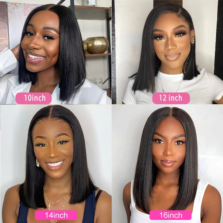 The New Short Brazilian Straight Bob Wig 4X4 Straight Closure Wig 13x6 13x4 Lace Frontal Wigs Pre-Pucked Lace Closure Wig for Women Glueless Human Hair Wigs