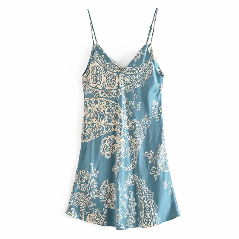 Kvinnor sommar vintage sexig mini klänning za ärmlös strapless blommig print satin kvinnliga eleganta söta klänningar kläder 210513