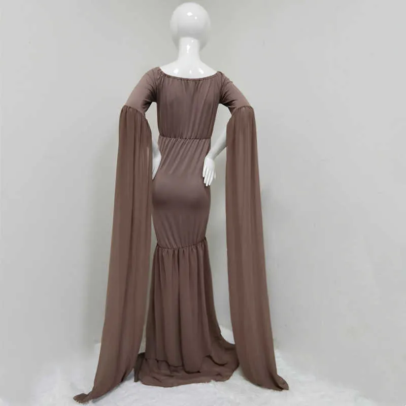 Elegantes schulterfreies Mutterschaftsfotografie-Requisiten Langes Kleid für schwangere Frauen Fancy Schwangerschaftskleid Sexy Maxikleid Fotoshooting Y0924