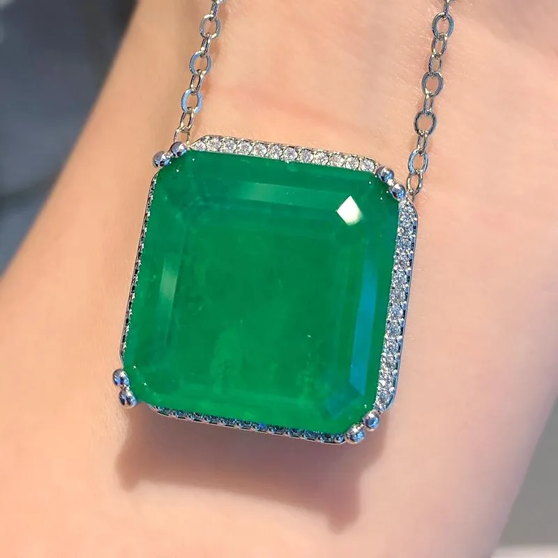 Pendientes collar cuadrado de lujo turmalina Paraiba conjunto de joyería para mujer piedra de fusión verde regalos de aniversario de boda CZ288o