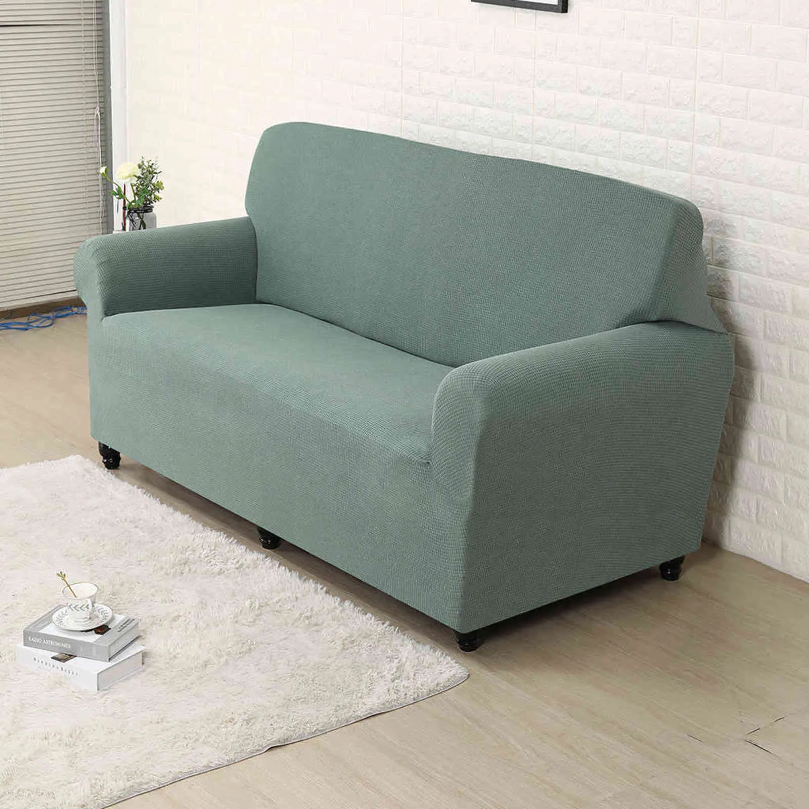 Wodoodporna sofa Protector Jacquard Solidne drukowane pokrowce do salonu Kanapa Corner Slipcover L Shape 211116