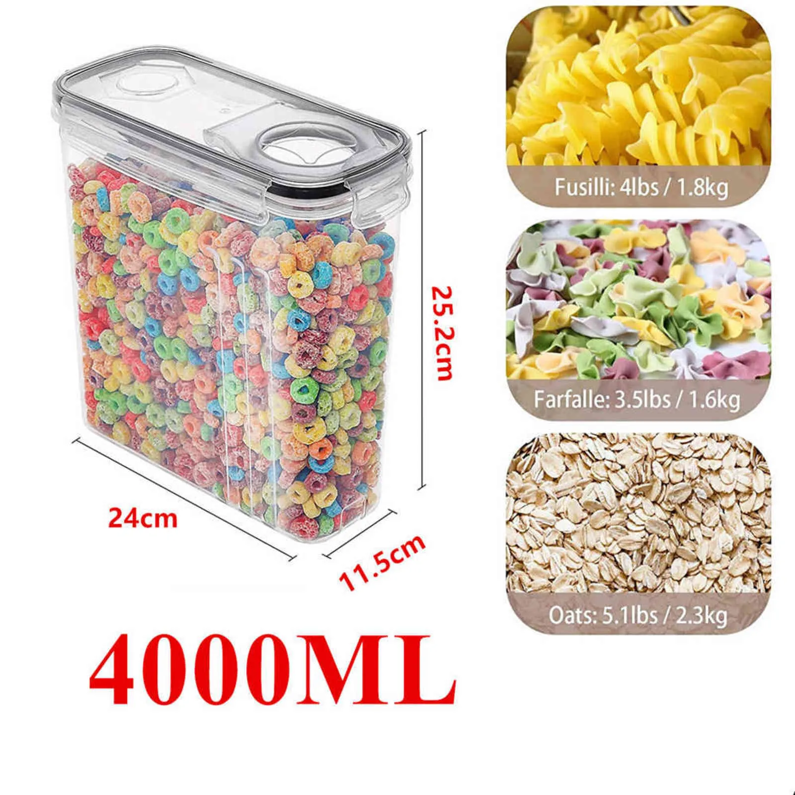 4L Cereal Containers Storage Set Dispenser Airtight BPA-Free Pantry Organization Canister for Sugar Flour Food can 211112