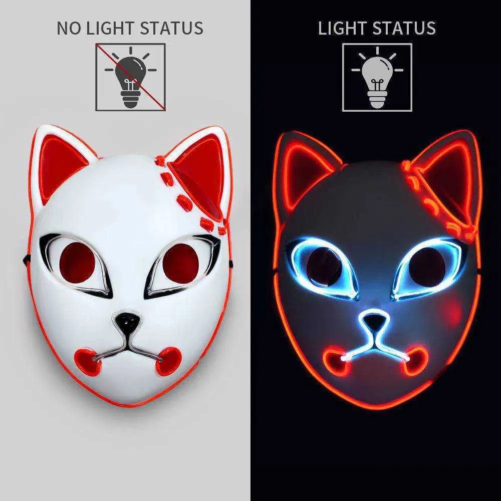 Anime Demon Slayer Kimetsu No Yaiba LED Mask Cosplay Props Sabito Kamado Tanjirou Makomo Halloween Party Maski dla dorosłych238U